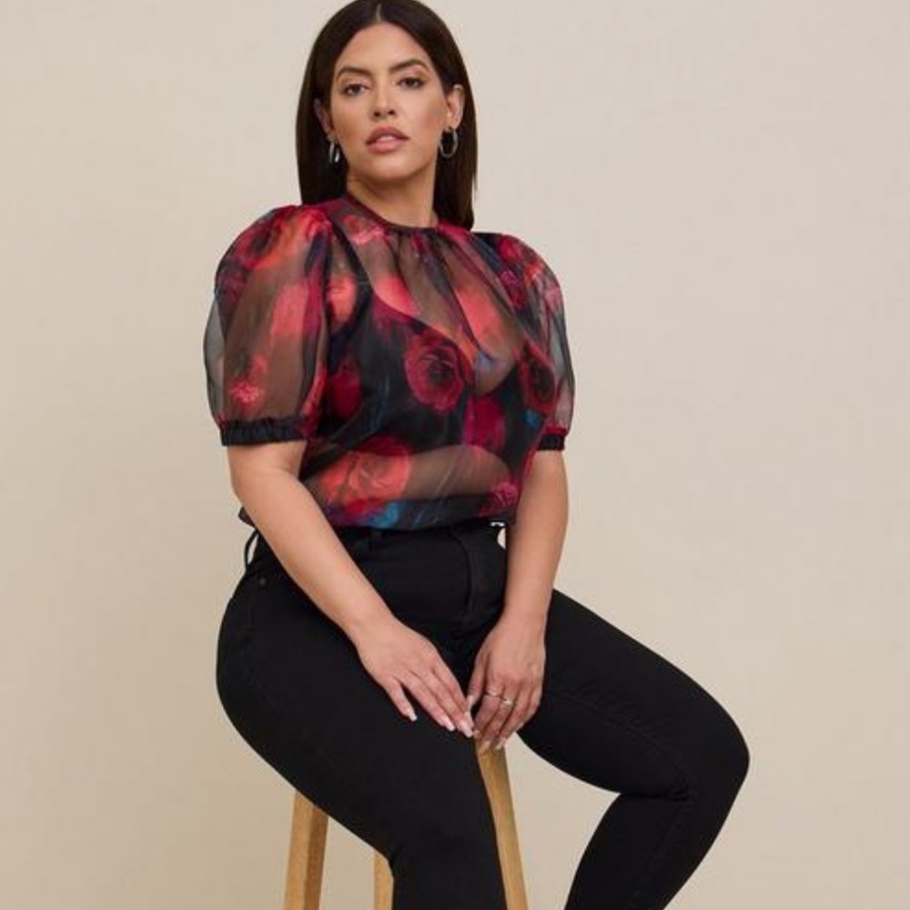 Torrid Floral Organza Blouse NWOT